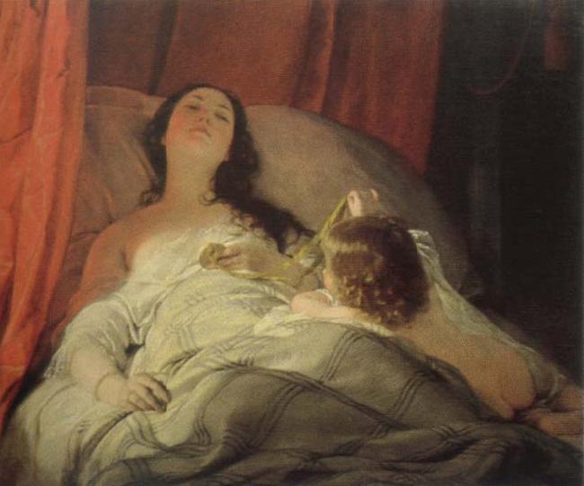 Friedrich von Amerling the drowsy one France oil painting art